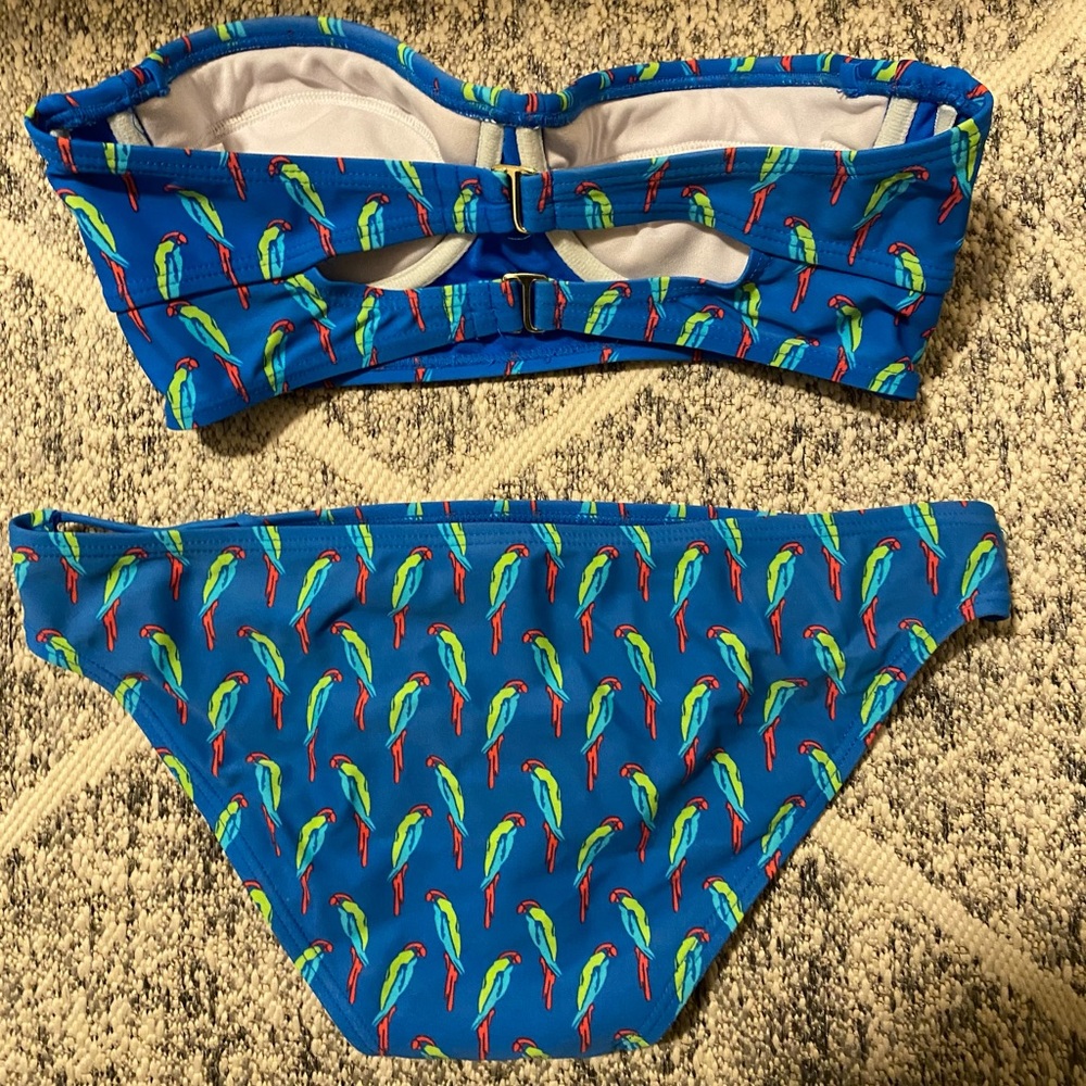 parrot blue swim suit set
